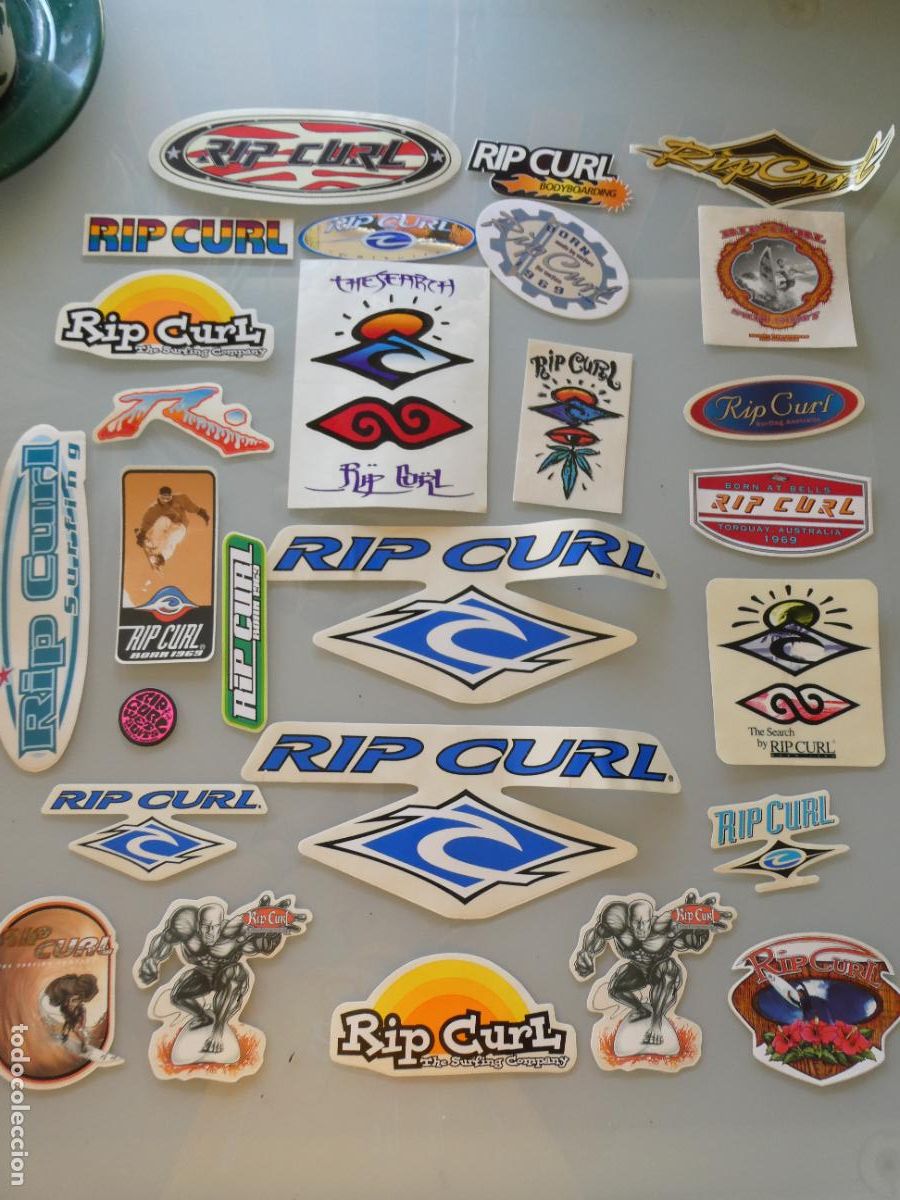 Pegatinas de colecci&oacute;n: 27 PEGATINAS MARCAS DE ROPA. SURF SURFING SURFEROS SKATE SKATER SNOWBOARD. RIP CURL