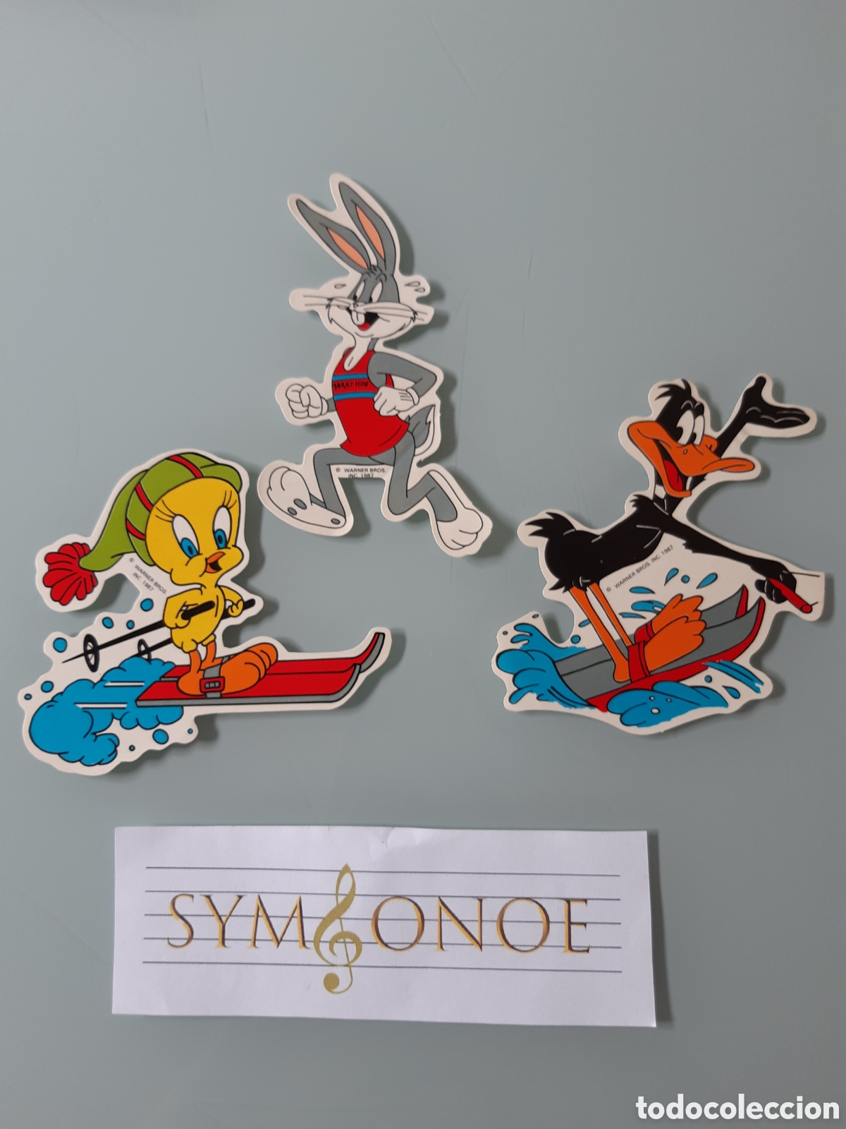 Pegatinas de colecci&oacute;n: 3 pegatinas de Danone Piolin Bunny pato Lucas 1987 Warner