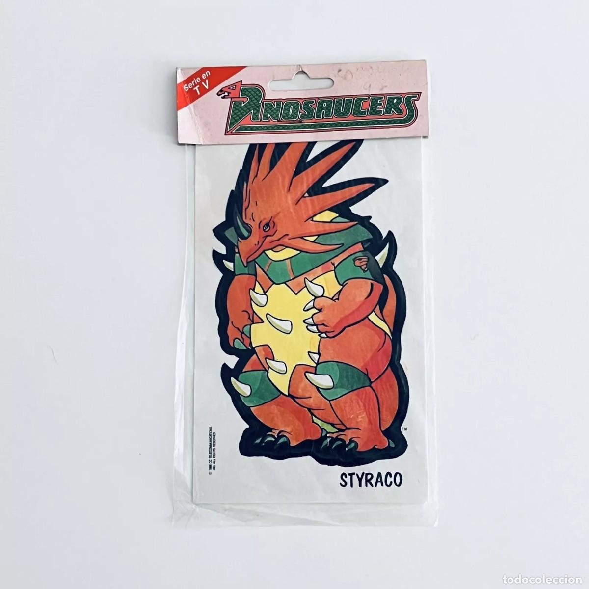 Pegatinas de colecci&oacute;n: Pegatina Dinosaucers Dinoplativolos Styraco 1986 made in Spain nueva 17cm
