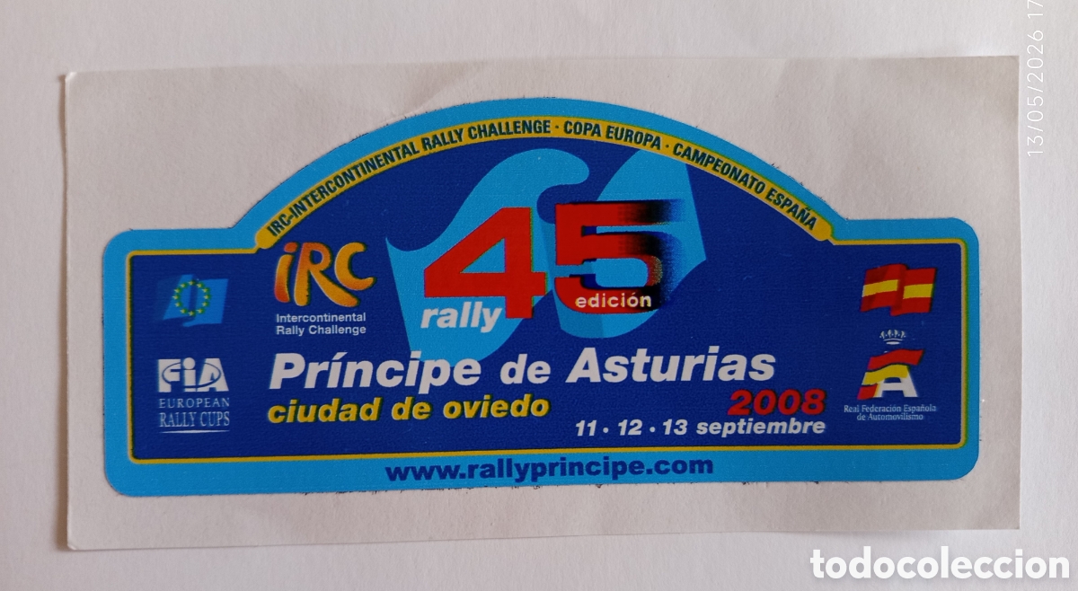 Pegatinas de colecci&oacute;n: 45 RALLY PR&Iacute;NCIPE DE ASTURIAS. Pegatina