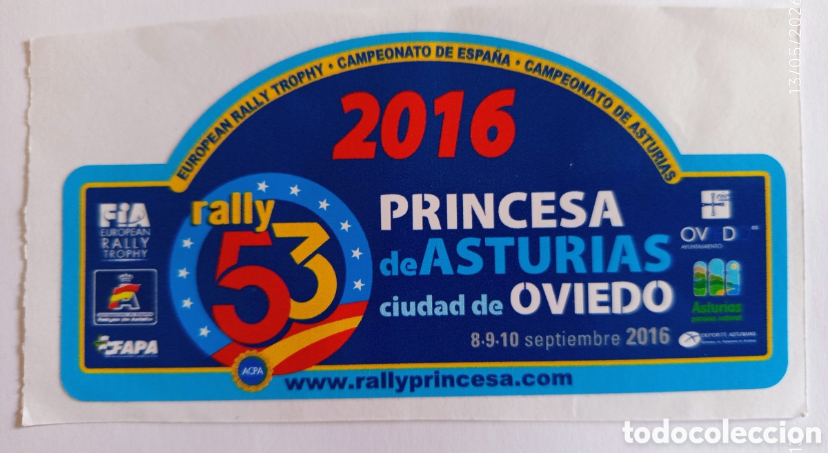 Pegatinas de colecci&oacute;n: RALLY 53 PRINCESA DE ASTURIAS