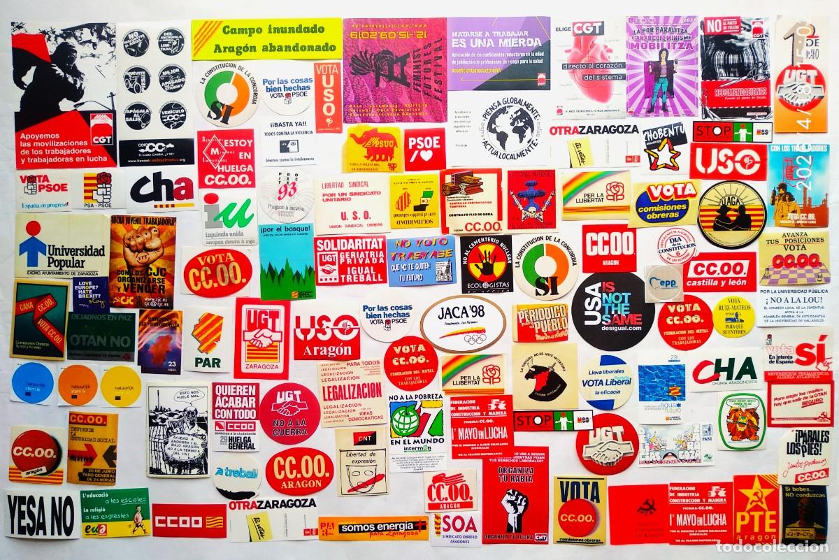Autocolantes de cole&ccedil;&atilde;o: 100 PEGATINAS POL&Iacute;TICAS Y REIVINDICATIVAS.