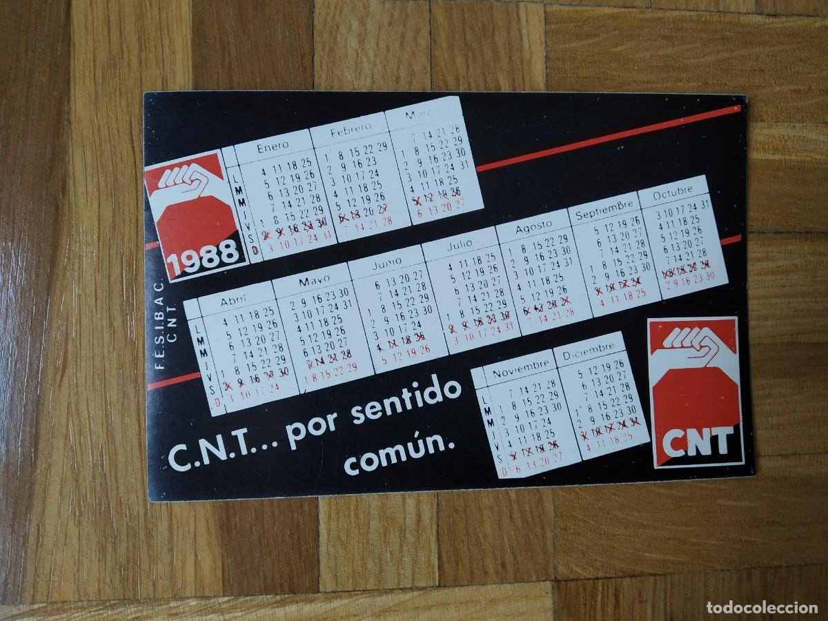 Autocolantes de cole&ccedil;&atilde;o: PEGATINA CALENDARIO POLITICO SINDICAL CNT POR SENTIDO COMUN A&Ntilde;O 1988 SIN PEGAR