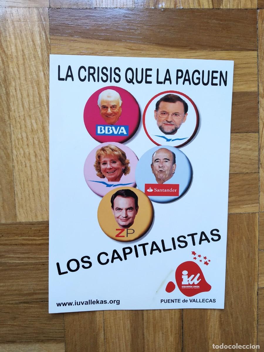 Autocollants de collection: PEGATINA POLITICA IU IZQUIERDA UNIDA LA CRISIS QUE LA PAGUEN LOS CAPITALISTAS RAJOY ZAPATERO