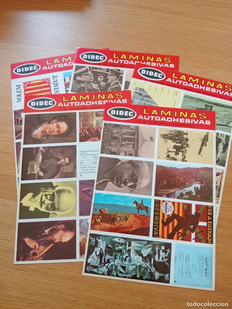 Sammlung von Aufklebern: LOTE L&Aacute;MINAS AUTOADHESIVAS DIDEC. 5 EJEMPLARES. HISTORIA DE ESPA&Ntilde;A. DIFUSORA DE CULTURA S.A.