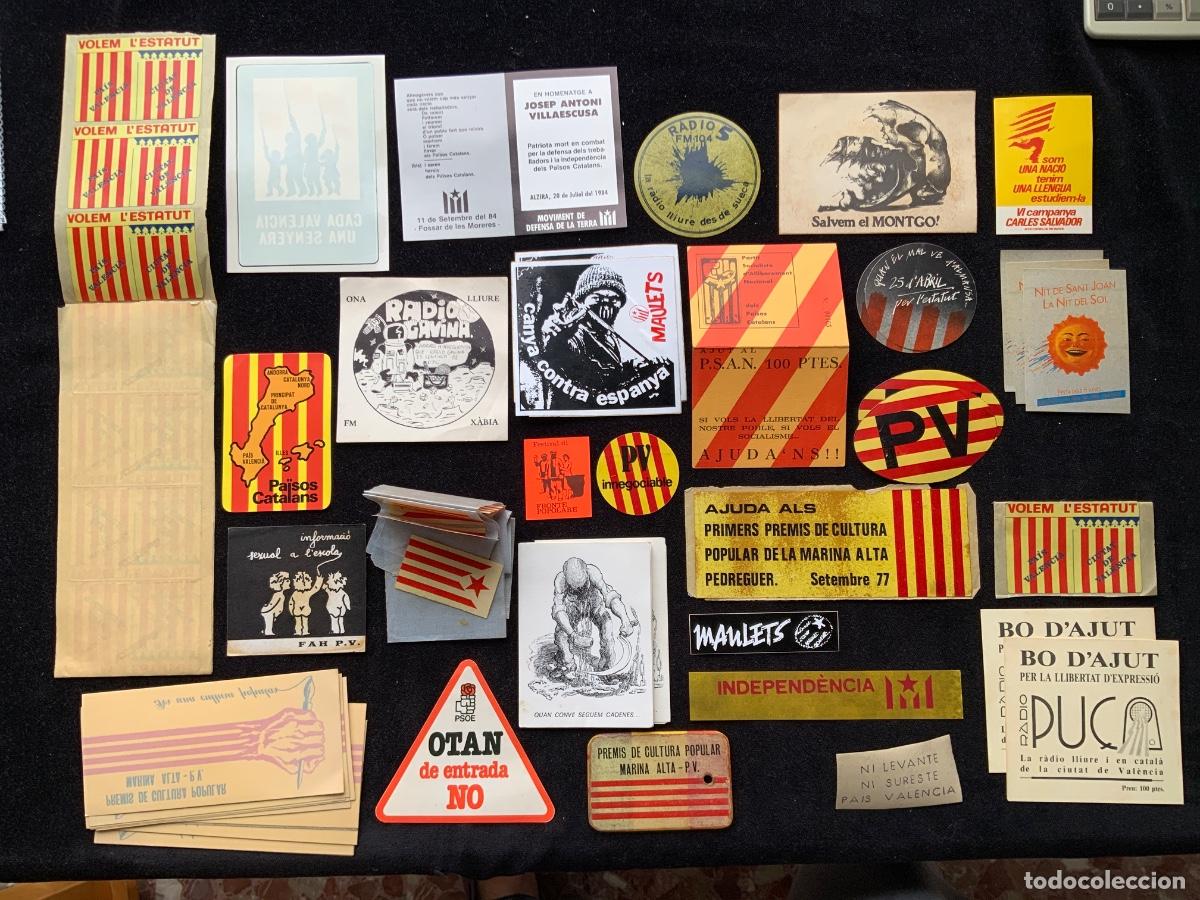 Pegatinas de colecci&oacute;n: Lote de pegatinas propaganda politica, calendarios bonos de ayuda, maulets, p.s.a.n, pais valenci&agrave;.