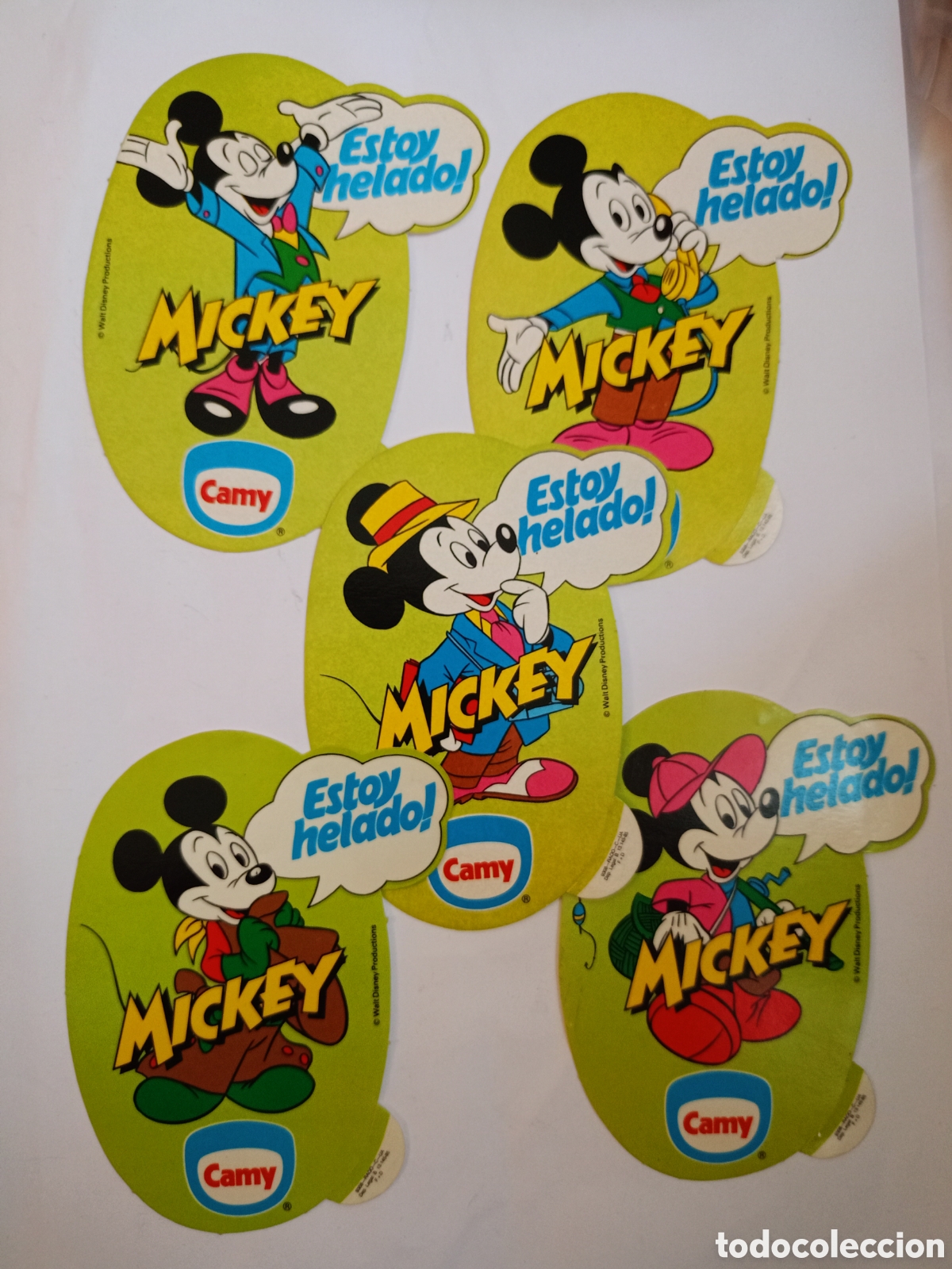 Pegatinas de colecci&oacute;n: Lote 5 pegatinas helados camy Mickey mouse vintage a&ntilde;os 80