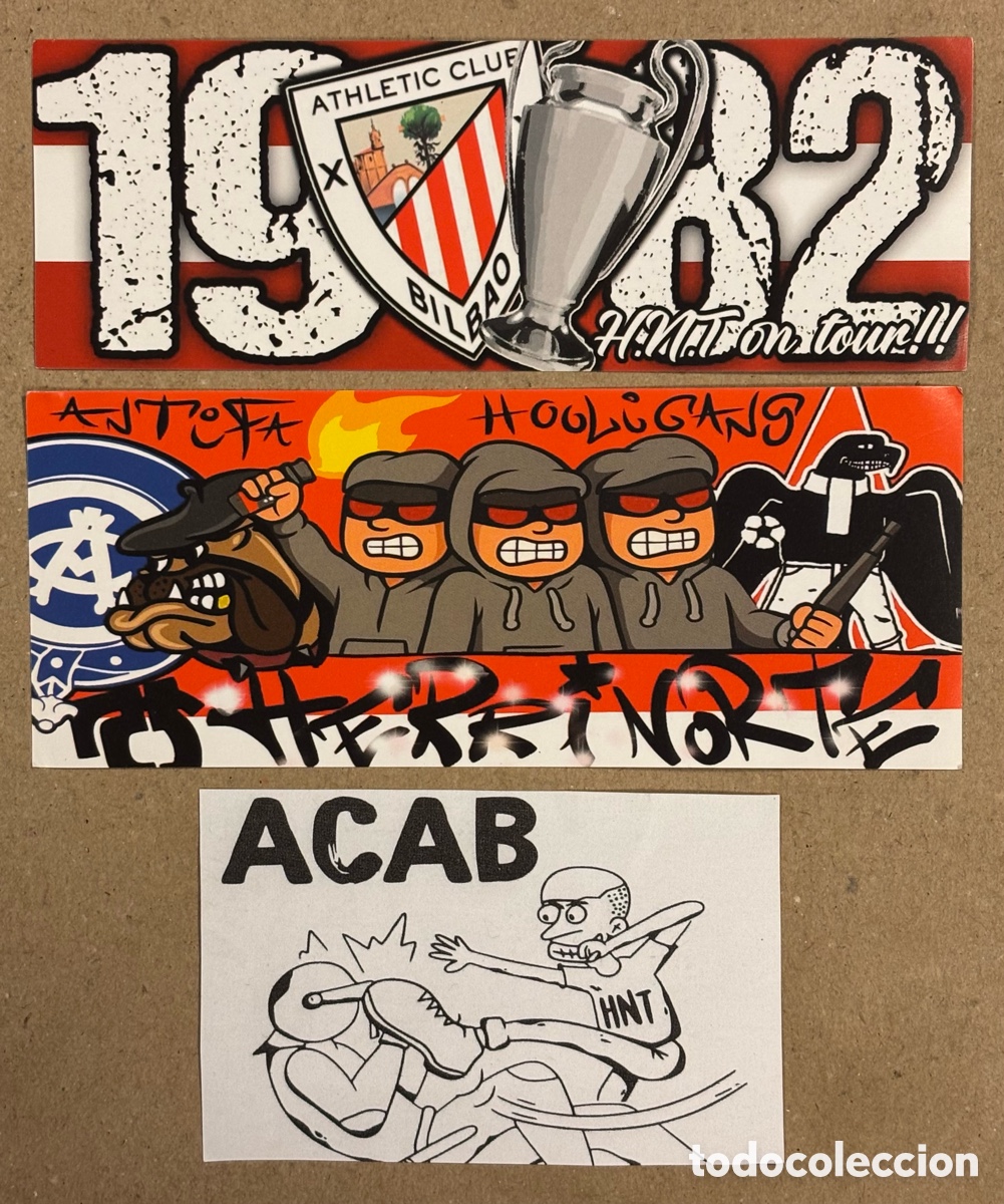 Autocolantes de cole&ccedil;&atilde;o: HERRI NORTE TALDEA. LOTE DE 3 PEGATINAS GRUPO HOOLIGAN ATHLETIC CLUB BILBAO. HNT. SIN PEGAR