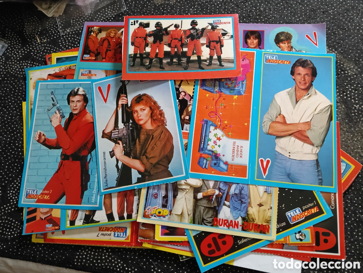 Pegatinas de colecci&oacute;n: LOTE DE + 20 ANTIGUAS PEGATINA CROMO DE LA SERIE V - VISITANTES - DONNOVAN - REVISTA TELEINDISCRETA