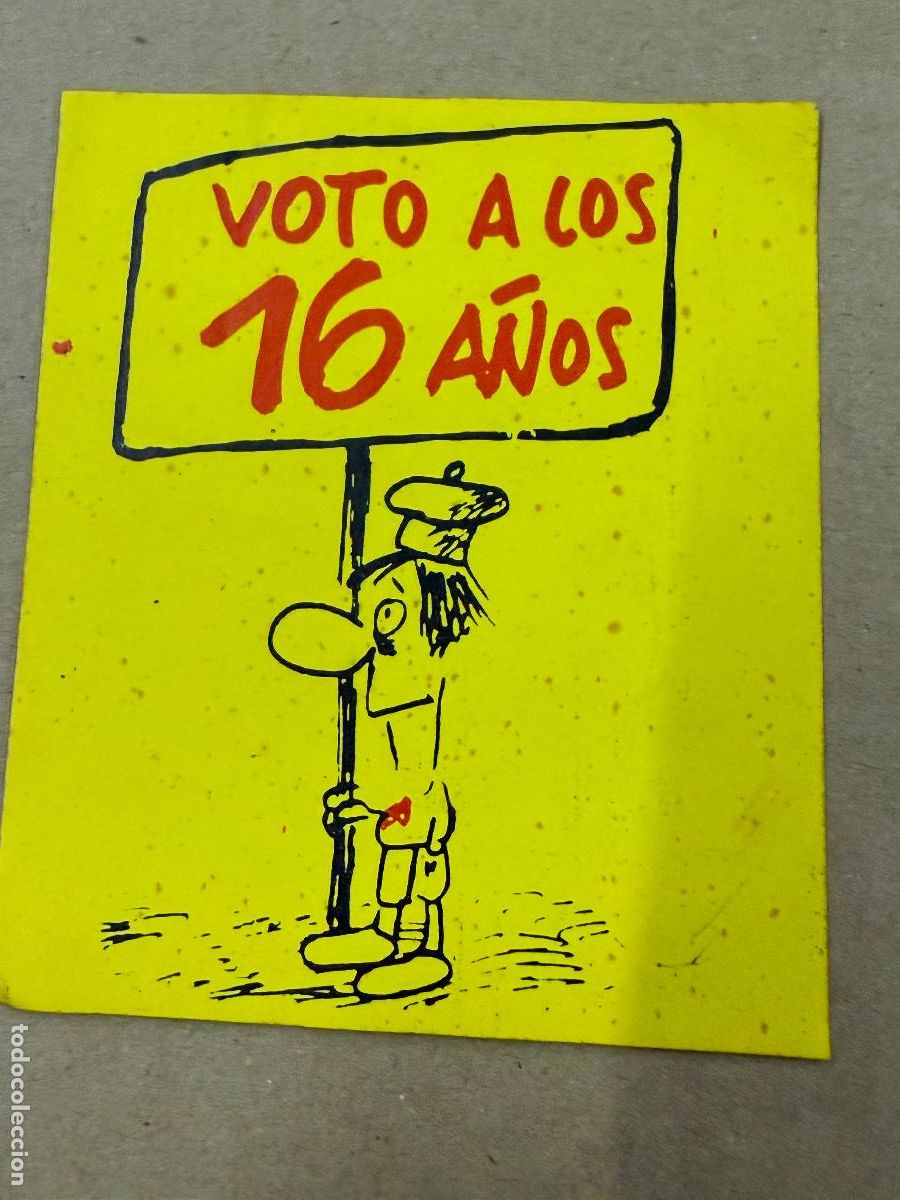 Pegatinas de colecci&oacute;n: Pegatina reivindicativa politica. Voto a los 16 a&ntilde;os. 9x8cm