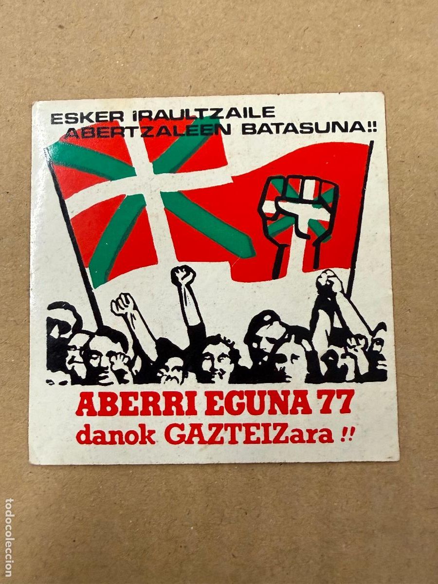 Pegatinas de colecci&oacute;n: Pegatina reivindicativa politica. Aberri Eguna . Pais Vasco. 8x8cm