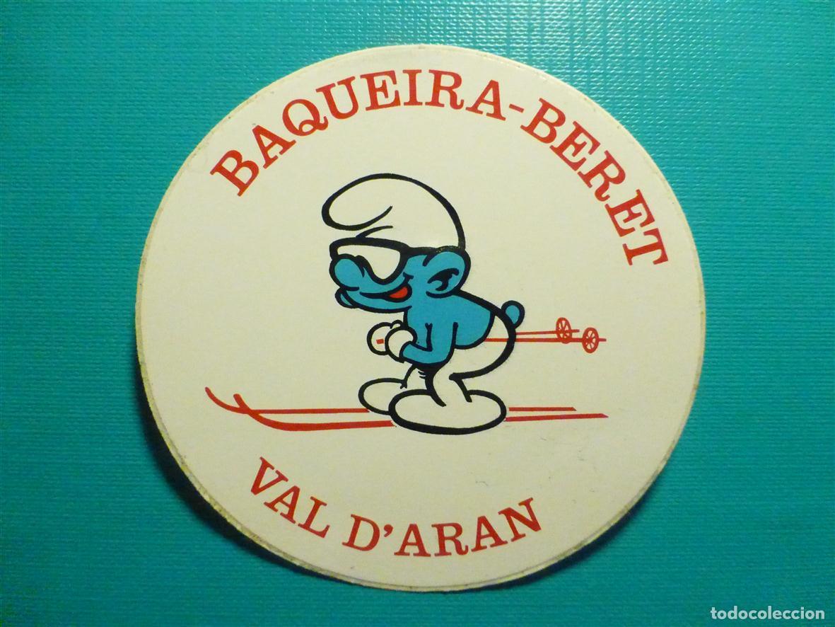 Pegatinas de colecci&oacute;n: Pegatina Deportes Monta&ntilde;a - Adhesivo Baqueira Beret - Pitufo - Ski, Esqu&iacute;, Sky Val D&acute;Ar&aacute;n - 7,5 cm.