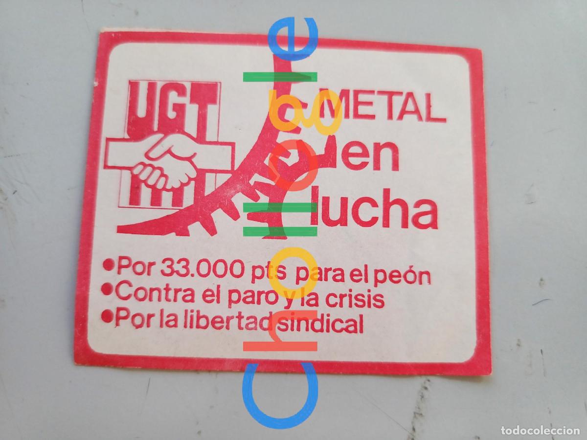 Autocollants de collection: Pegatina UGT metal en lucha politica