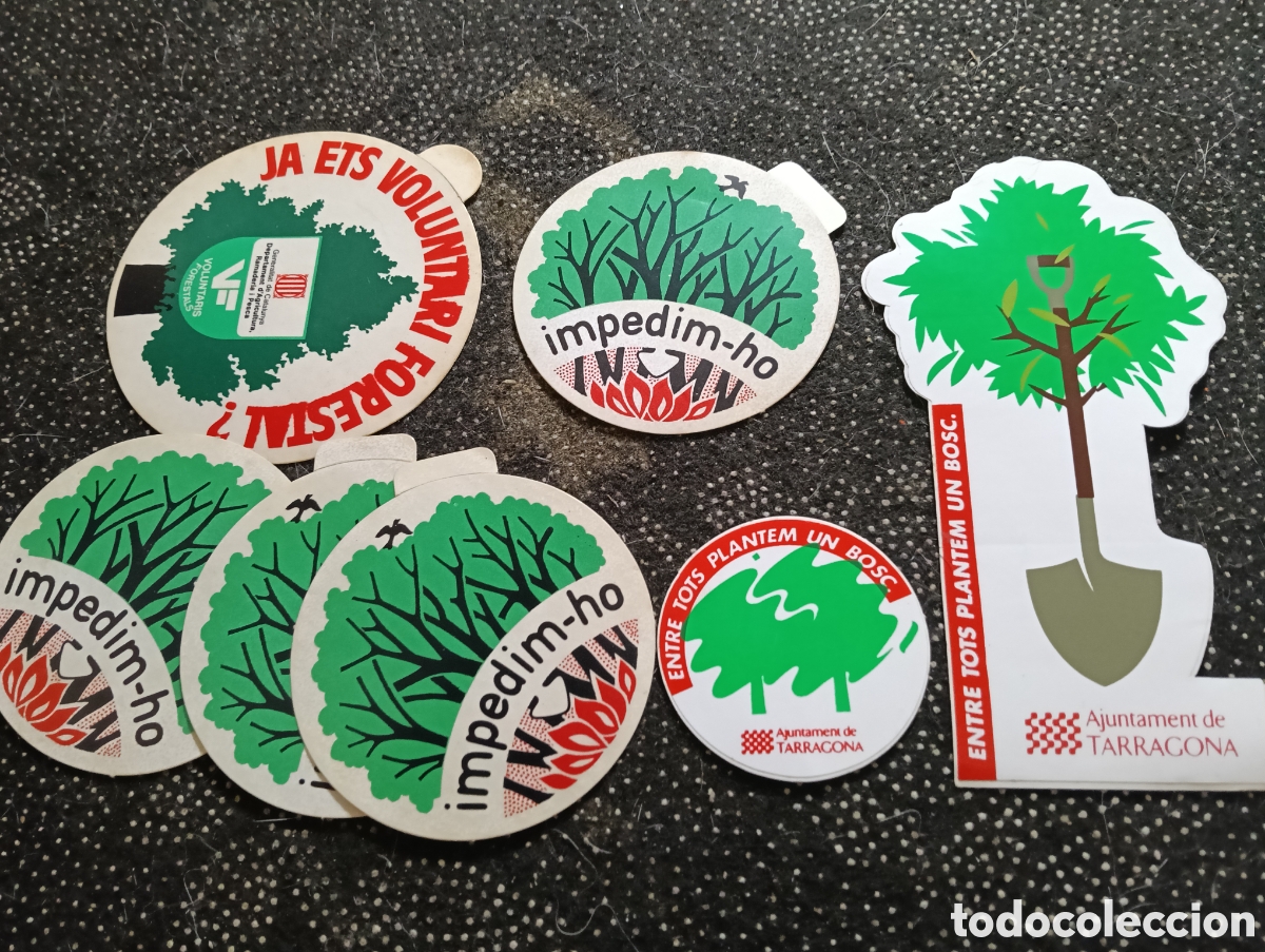 Pegatinas de colecci&oacute;n: Lote de 7 pegatinas sobre protecci&oacute;n del Bosque, 4 medidas diferentes