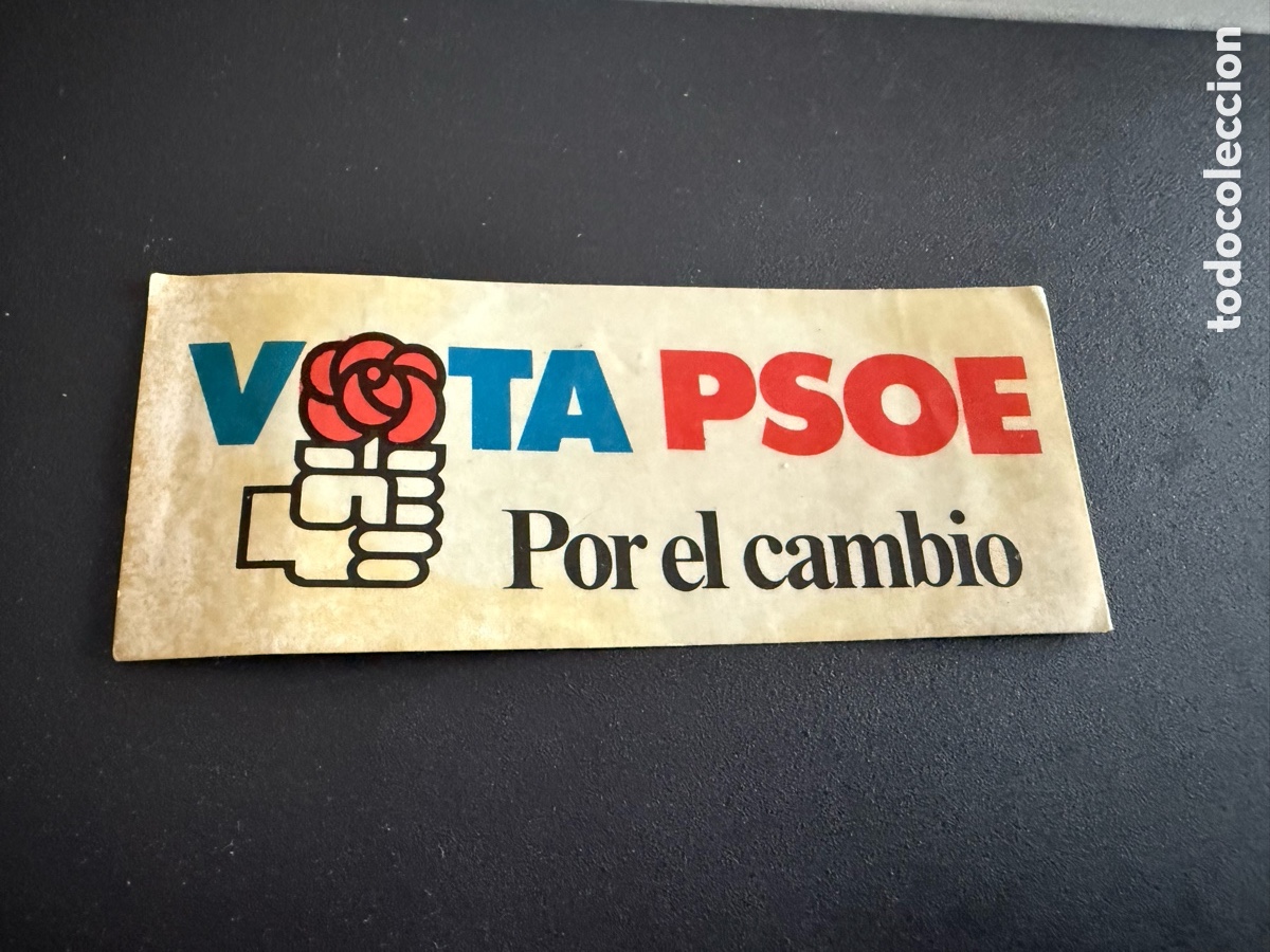 Pegatinas de colecci&oacute;n: Pegatina Pol&iacute;tica. VOTA PSOE. Por el Cambio. 12x5 cm