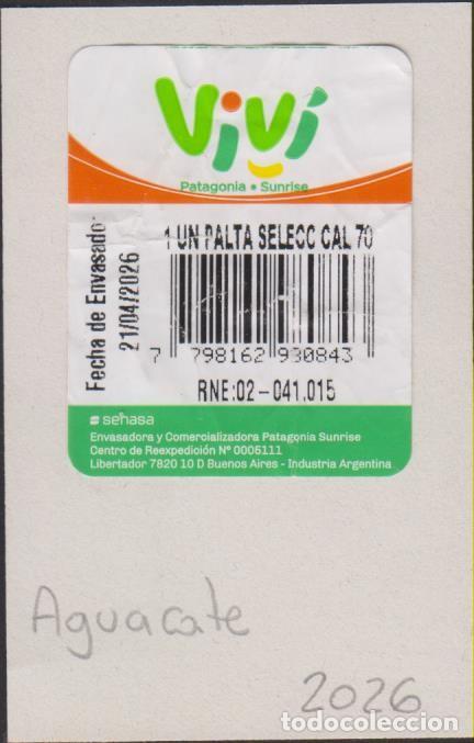 Pegatinas de colecci&oacute;n: pegatina fruta AGUACATE VIVI PALTA adhesivo adhesiu enganxina fruit etiqueta SOY.YO