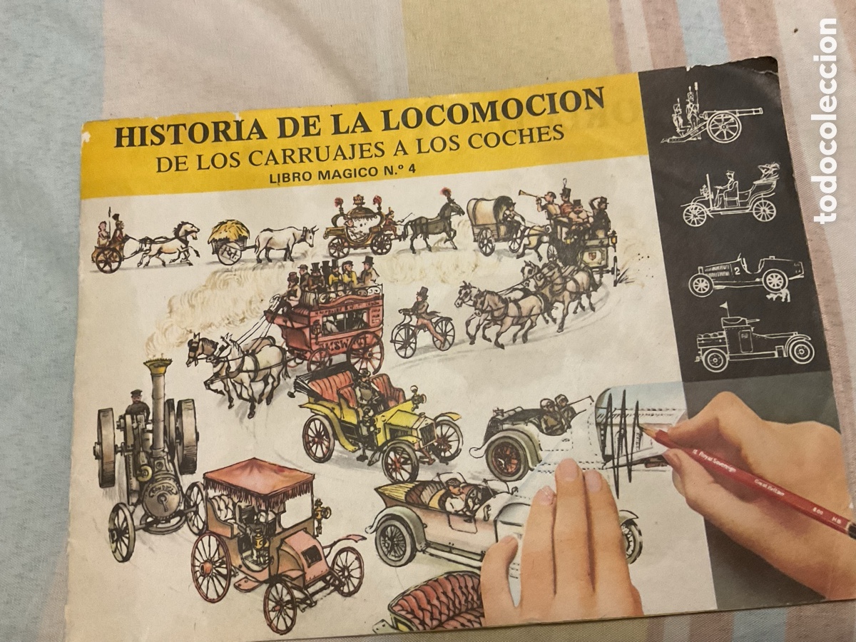 Pegatinas de colecci&oacute;n: Historia de la locomoci&oacute;n de los carruajes a los coches libro m&aacute;gico n 4