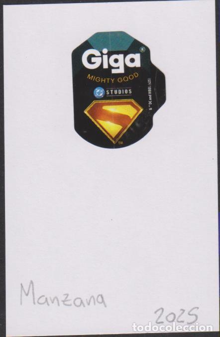 Pegatinas de colecci&oacute;n: pegatina fruta MANZANA GIGA SUPERMAN DC STUDIOS adhesivo adhesiu enganxina fruit etiqueta SOY.YO