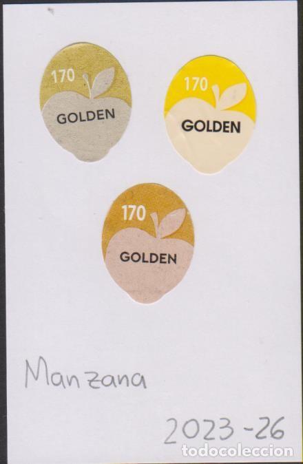 Pegatinas de colecci&oacute;n: pegatina fruta MANZANA GOLDEN 170 adhesivo adhesiu enganxina fruit etiqueta SOY.YO