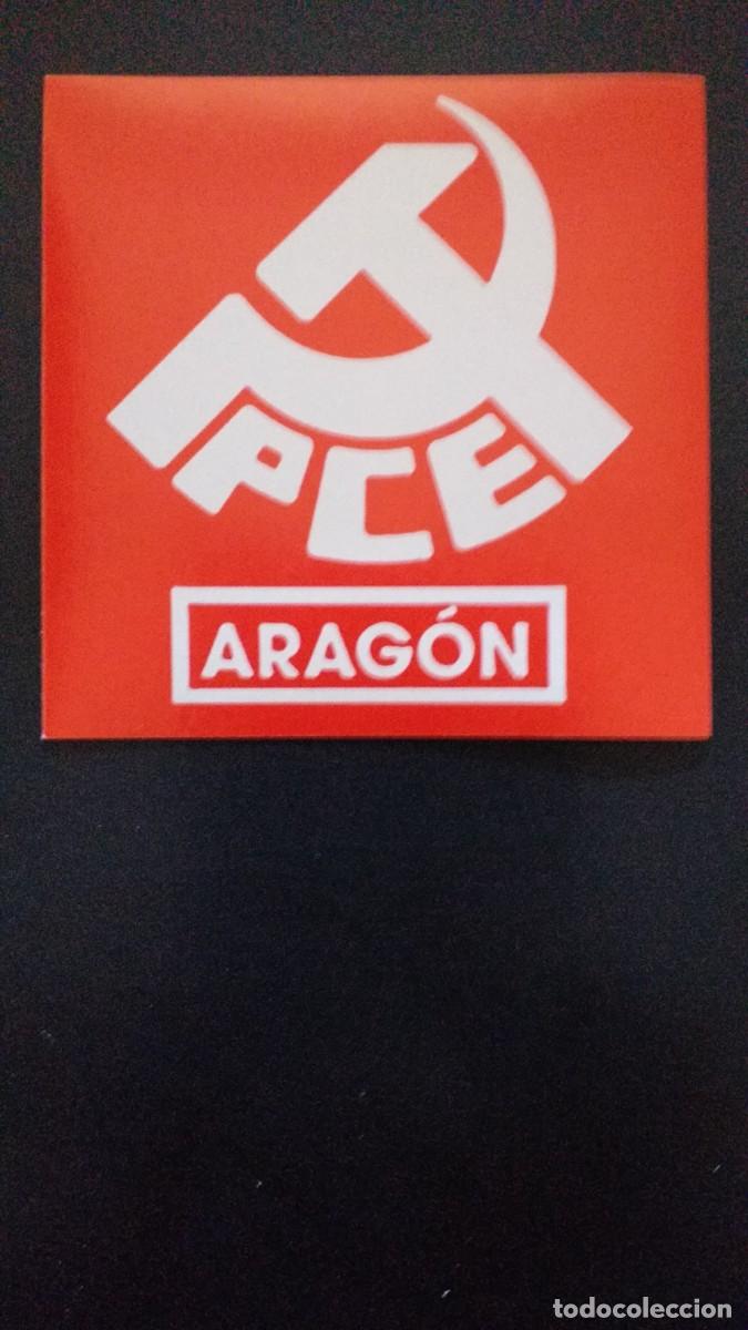 Pegatinas de colecci&oacute;n: Antigua pegatina pol&iacute;tica, adhesiva, PCE ARAG&Oacute;N. Partido Comunista Espa&ntilde;a Arag&oacute;n.