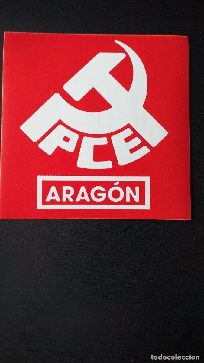 Pegatinas de colecci&oacute;n: Antigua pegatina pol&iacute;tica, adhesiva, PCE ARAG&Oacute;N. Partido Comunista Espa&ntilde;a Arag&oacute;n. De colecci&oacute;n.