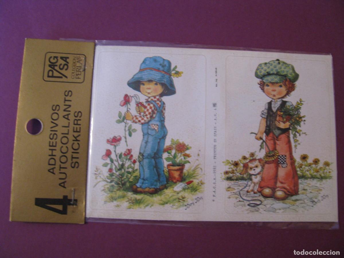 Pegatinas de colecci&oacute;n: BLISTER CON 4 ADHESIVOS DE IL. MARY MAY. ED. PAGSA 1982. 8X5,5 CM.