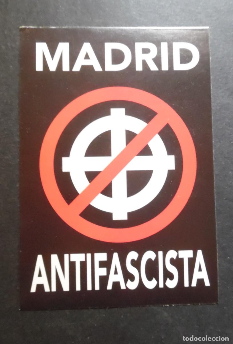Pegatinas de colecci&oacute;n: Pegatina Madrid Antifascista de 8 x 11,50 cm. Autoadhesiva
