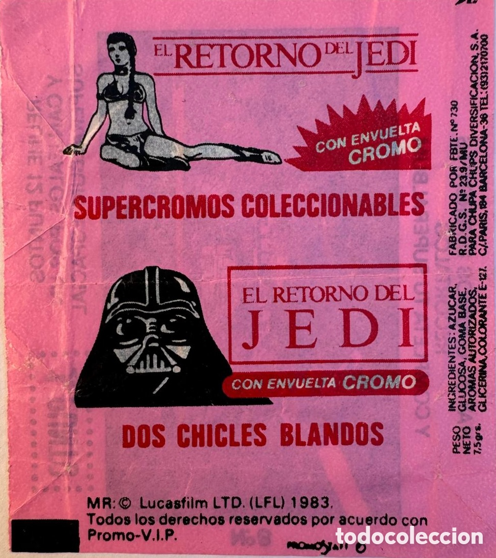 Pegatinas de colecci&oacute;n: El Retorno del Jedi chicle Star Wars