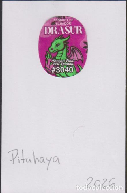 Pegatinas de colecci&oacute;n: pegatina fruta PITAHAYA DRASUR adhesivo adhesiu enganxina fruit etiqueta SOY.YO
