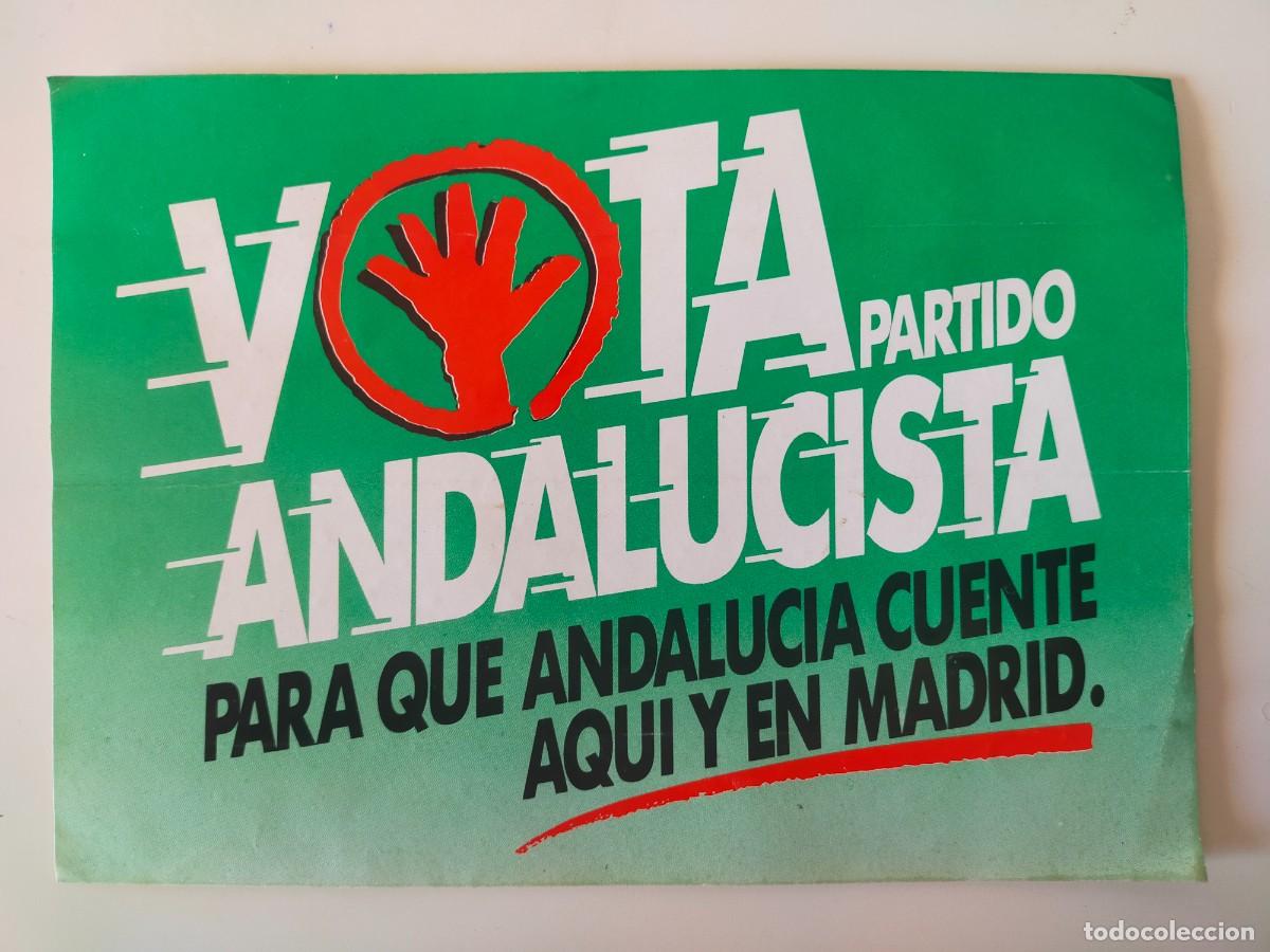 Pegatinas de colecci&oacute;n: Pegatina Pol&iacute;tica: PA (Partido Andalucista) - Gran tama&ntilde;o: 17x12 cm