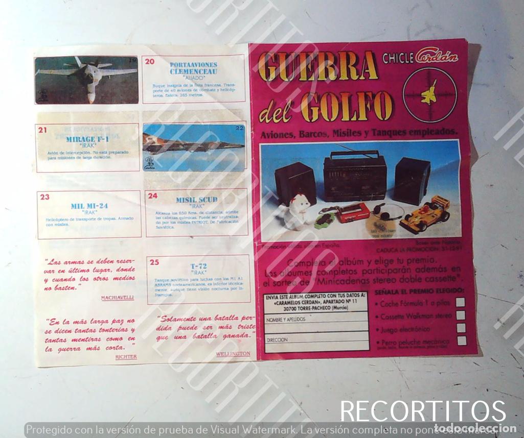 Pegatinas de colecci&oacute;n: CHICLE LA GUERRA DEL GOLFO ALBUM