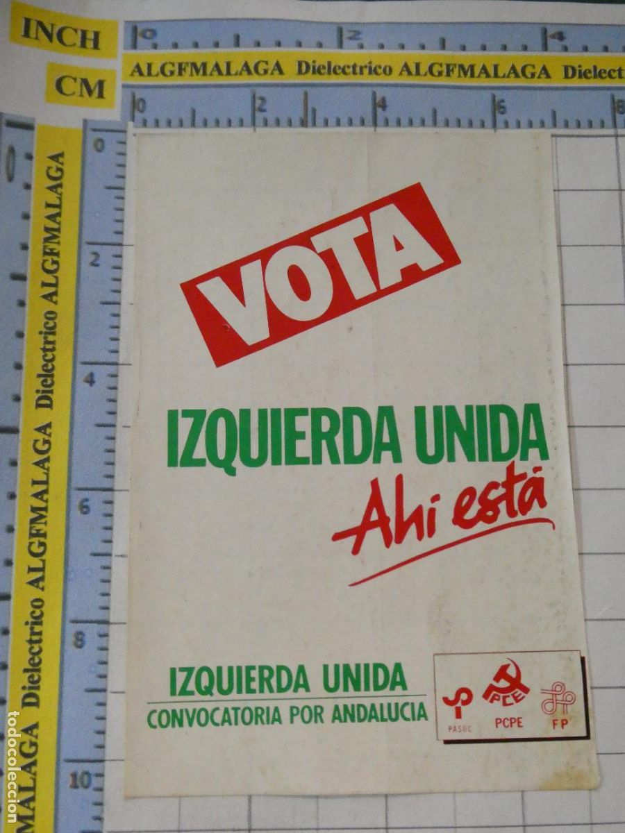 Pegatinas de colecci&oacute;n: PEGATINA POL&Iacute;TICO SINDICAL. IZQUIERDA UNIDA VOTA POR ANDALUC&Iacute;A 317