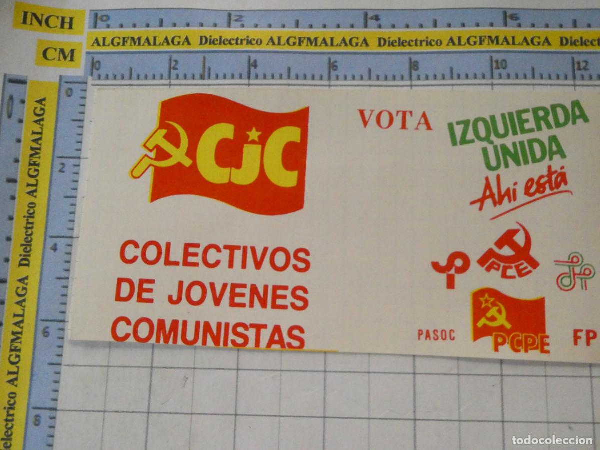 Pegatinas de colecci&oacute;n: PEGATINA POL&Iacute;TICO SINDICAL, CJC COLECTIVOS DE J&Oacute;VENES COMUNISTAS IZQUIERDA UNIDA PCE. 324