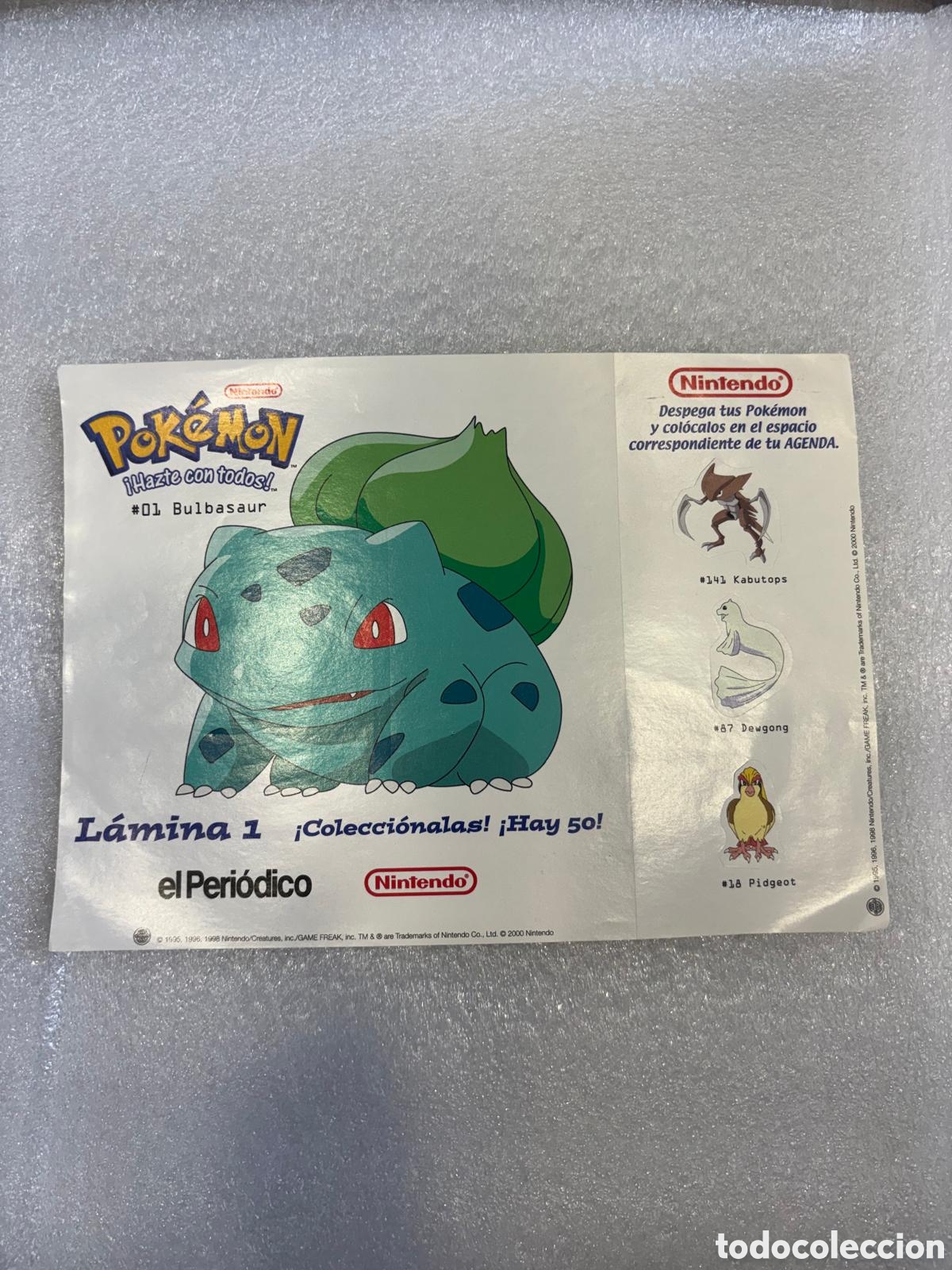 Pegatinas de colecci&oacute;n: BULBASUR Y EXTRAS L&aacute;mina El Peri&oacute;dico a&ntilde;o 2000 pokemon pegatina