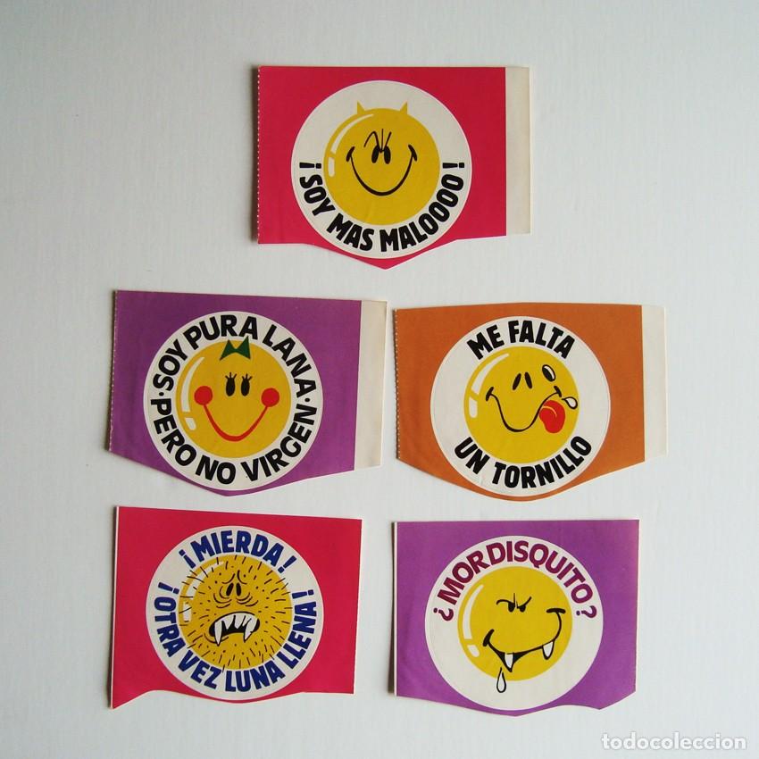 Pegatinas de colecci&oacute;n: LOTE 5 PEGATINAS OBSEQUIO REVISTA EL JUEVES - VARIACIONES SMILEY HUMOR - ANOS 80 / 90 - SIN PEGAR