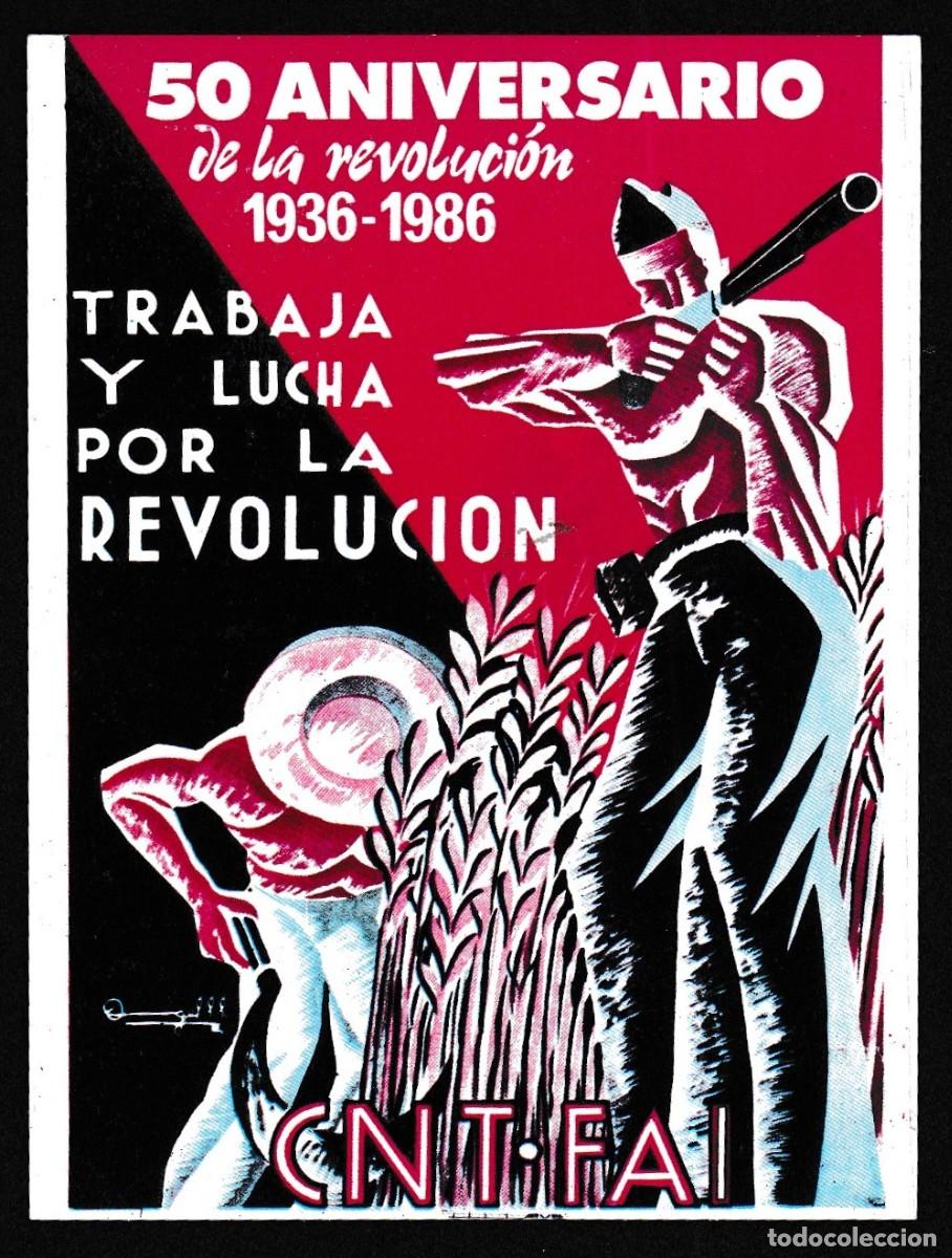 Pegatinas de colecci&oacute;n: Pegatina Politica 50 aniversario de la revoluci&oacute;n 1.936 1.986 CNT FAI