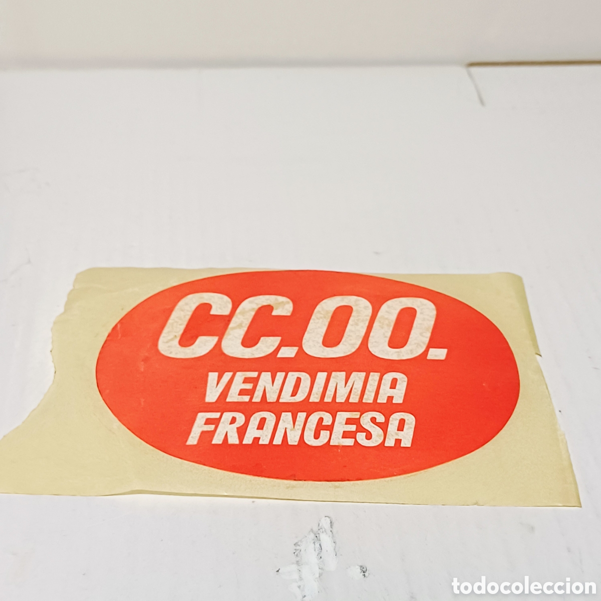 Pegatinas de colecci&oacute;n: Pegatina politica a&ntilde;os 80 sindicato Comisiones obreras Vendimia Francesa CCOO 10x7cm