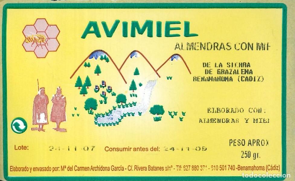 Pegatinas de colecci&oacute;n: PEGATINA - ADHESIVO - ALIMENTACI&Oacute;N - AVIMIEL - ALMENDRAS CON MIEL - BENAMAHOMA (CADIZ)