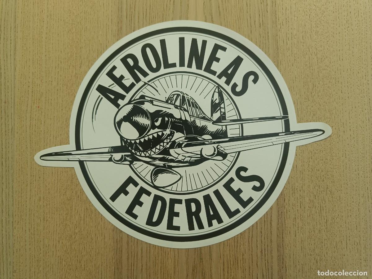 Pegatinas de colecci&oacute;n: Adhesivo de Aerolineas Federales. Formato grande. Diametro de 22 cent&iacute;metros, 28 con las alas)
