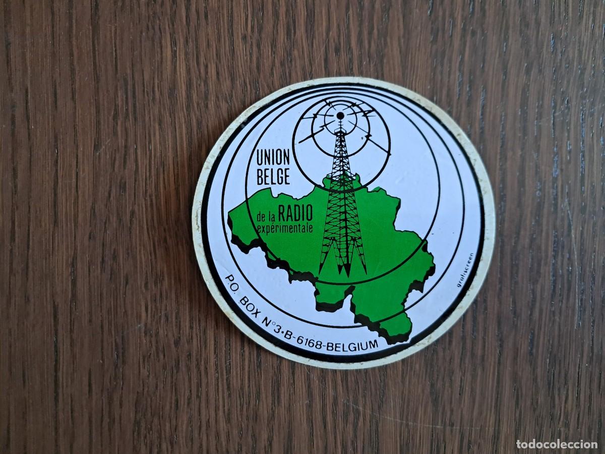 Pegatinas de colecci&oacute;n: pegatina de publicidad, Union belge de la radio experimentale, radioaficionados. a&ntilde;os 70.