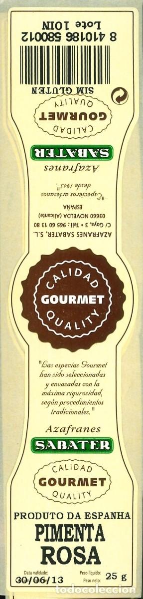 Pegatinas de colecci&oacute;n: PEGATINA - ADHESIVO - ALIMENTACI&Oacute;N - AZAFRANES SABATER - PIMENTA ROSA