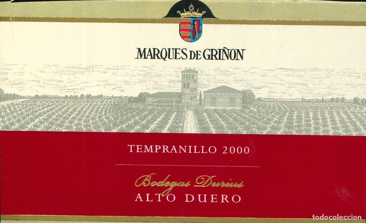 Pegatinas de colecci&oacute;n: PEGATINA - ADHESIVO - BEBIDAS - MARQUES DE GRI&Ntilde;ON - TEMPRANILLO 2000 - BODEGAS DURIUS - ALTO DUERO