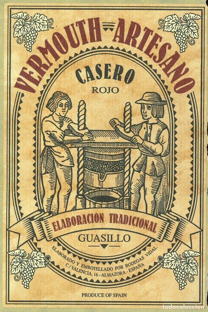 Pegatinas de colecci&oacute;n: PEGATINA - ADHESIVO - BEBIDAS - VERMOUTH ARTESANO CASERO ROJO - GUASILLO - ALMAZORA (CASTELLON)