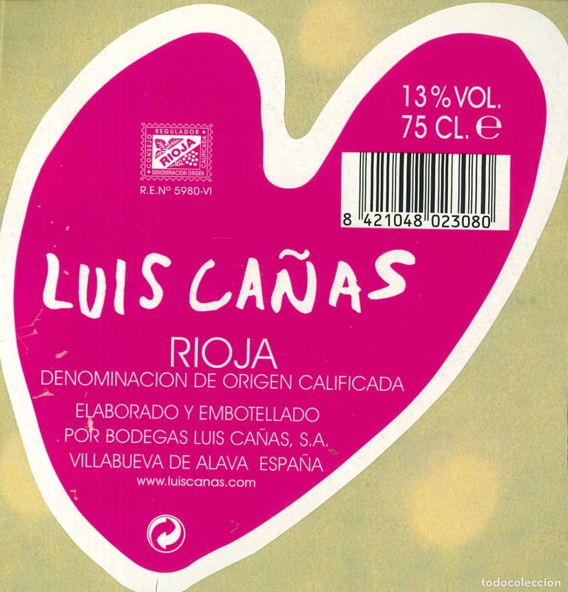Pegatinas de colecci&oacute;n: PEGATINA - ADHESIVO - BEBIDAS - LUIS CA&Ntilde;AS - RIOJA - VILLABUEVA DE ALAVA