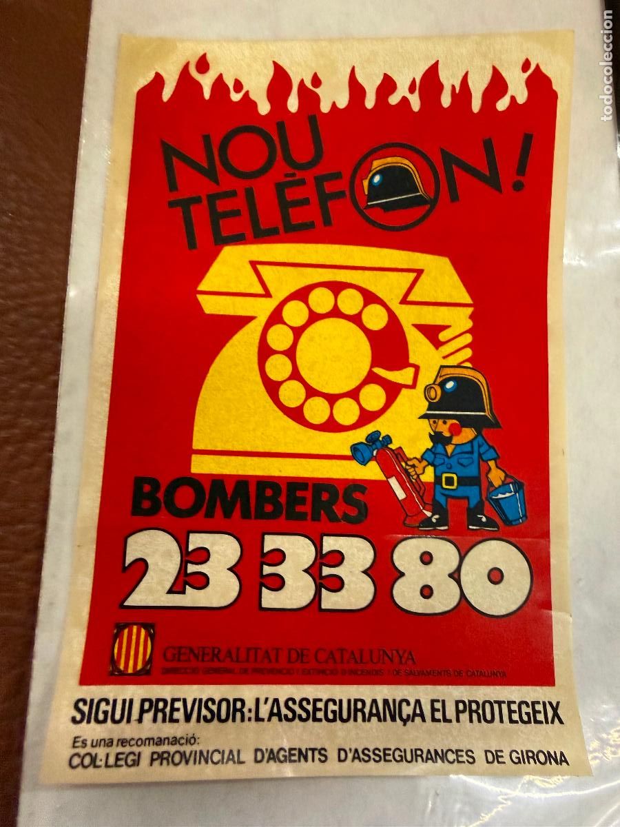 Pegatinas de colecci&oacute;n: Antigua pegatina BOMBERS, ASSEGURAN&Ccedil;A. BOMBEROS, SEGURO. Mide unos 12x7,5cms