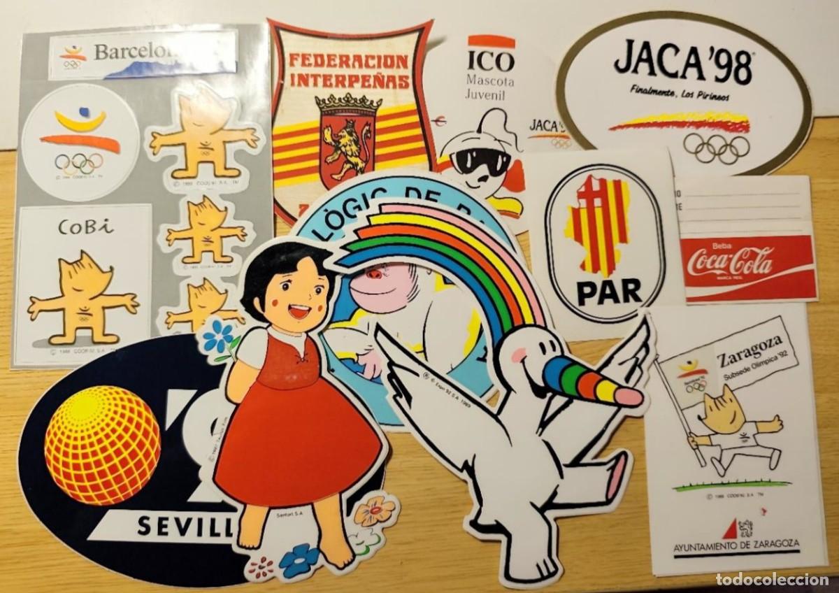 Pegatinas de colecci&oacute;n: LOTE PEGATINAS ANTIGUAS A&Ntilde;OS 90 EXPO SEVILLA BARCELONA 92 JACA 98 HEIDI