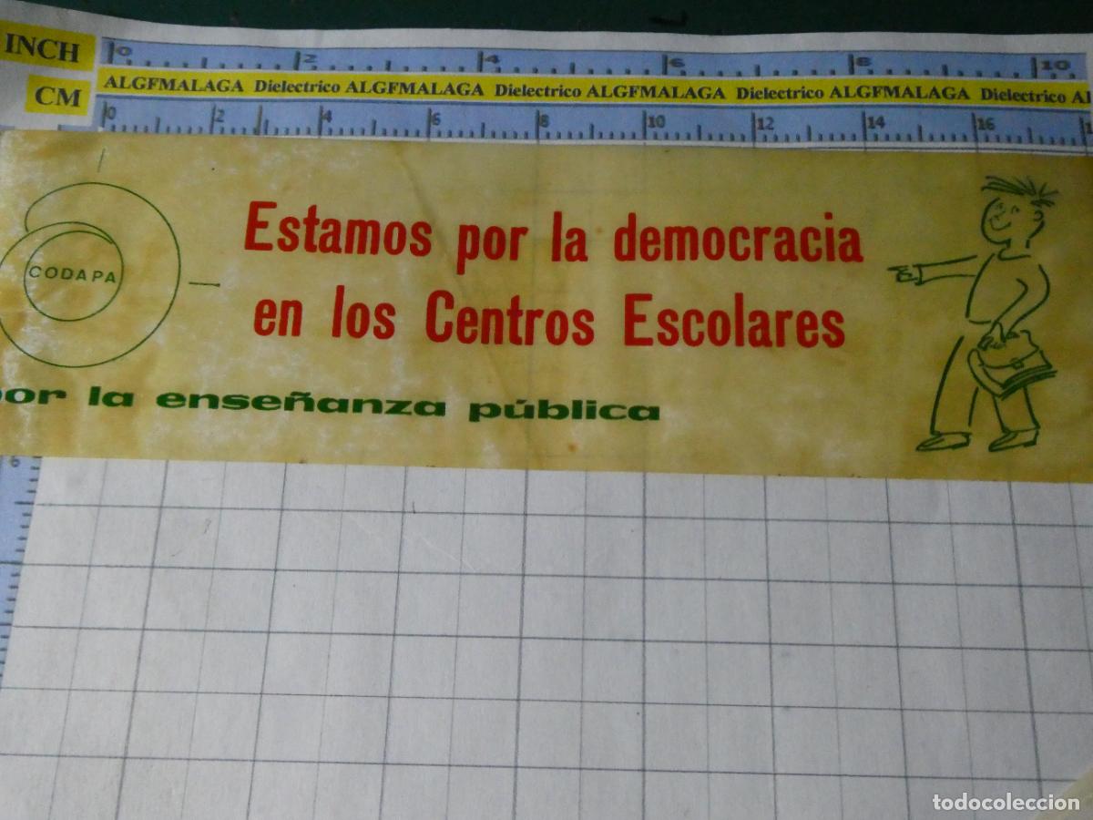 Pegatinas de colecci&oacute;n: PEGATINA POL&Iacute;TICO SINDICAL. CODAPA DEMOCRACIA EN LOS CENTROS ESCOLARES ENSE&Ntilde;ANZA P&Uacute;BLICA 93
