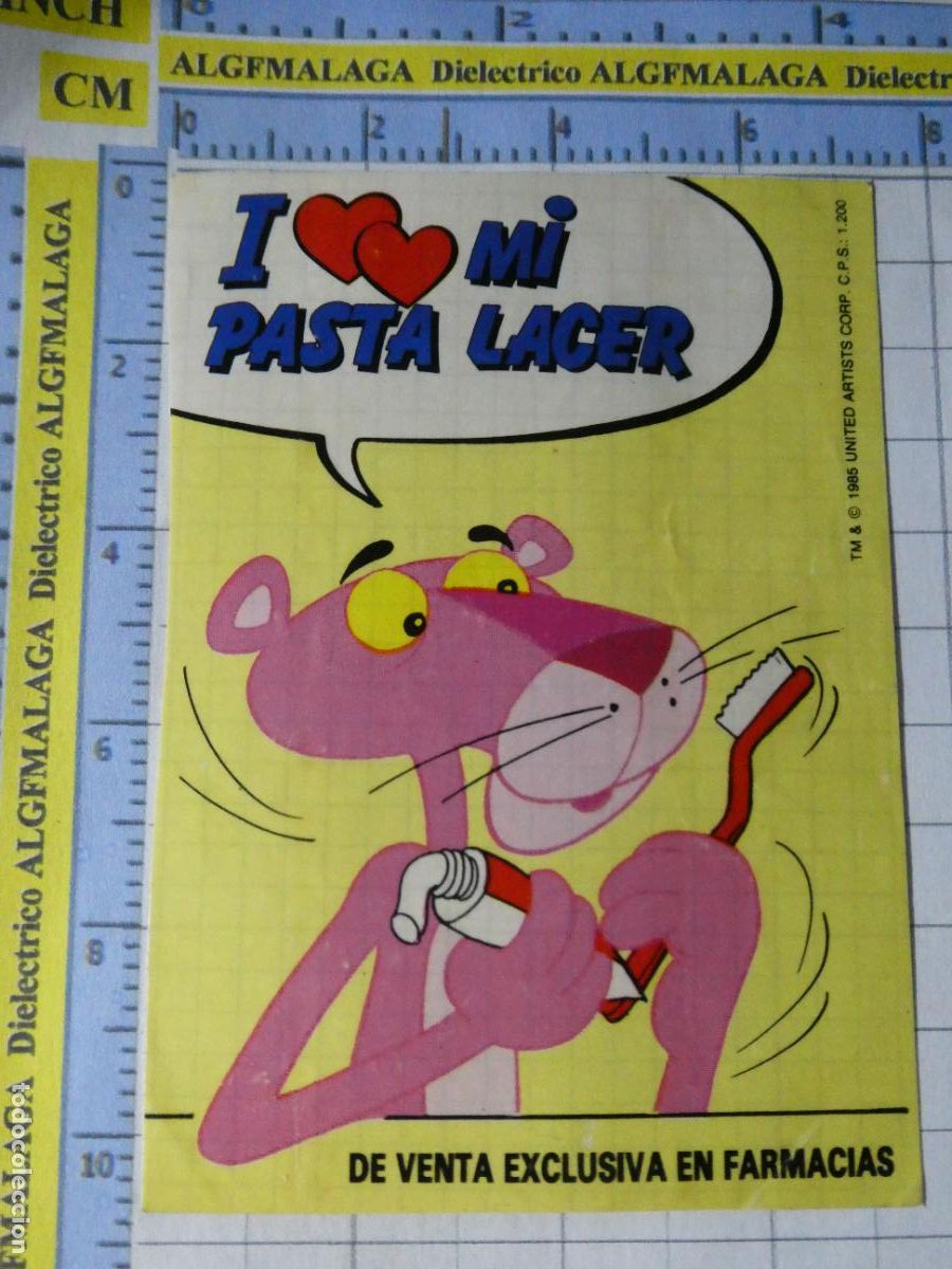 Pegatinas de colecci&oacute;n: PEGATINA DE DIBUJOS ANIMADOS. LA PANTERA ROSA PASTA DIENTES LACER. 99