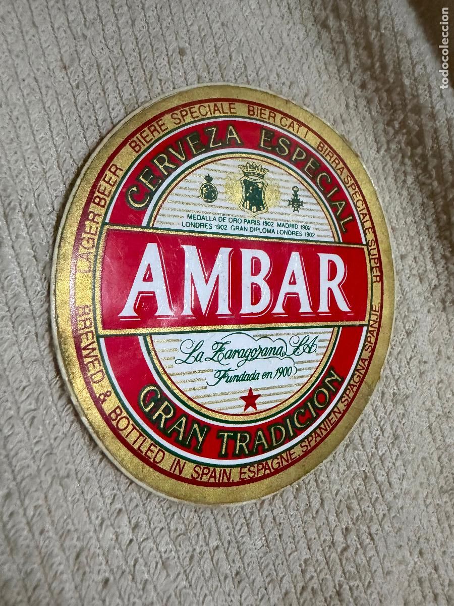 Pegatinas de colecci&oacute;n: Pegatina cerveza &aacute;mbar Zaragoza