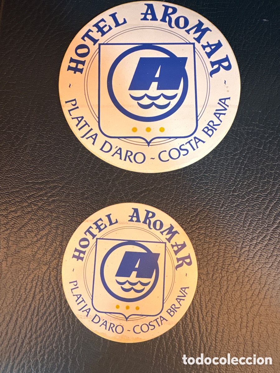 Pegatinas de colecci&oacute;n: DOS ADHESIVOS HOTEL AROMAR PLATJA D&rsquo; ARO , COSTA BRAVA